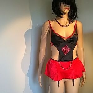 Shirley of Hollywood one piece black and red